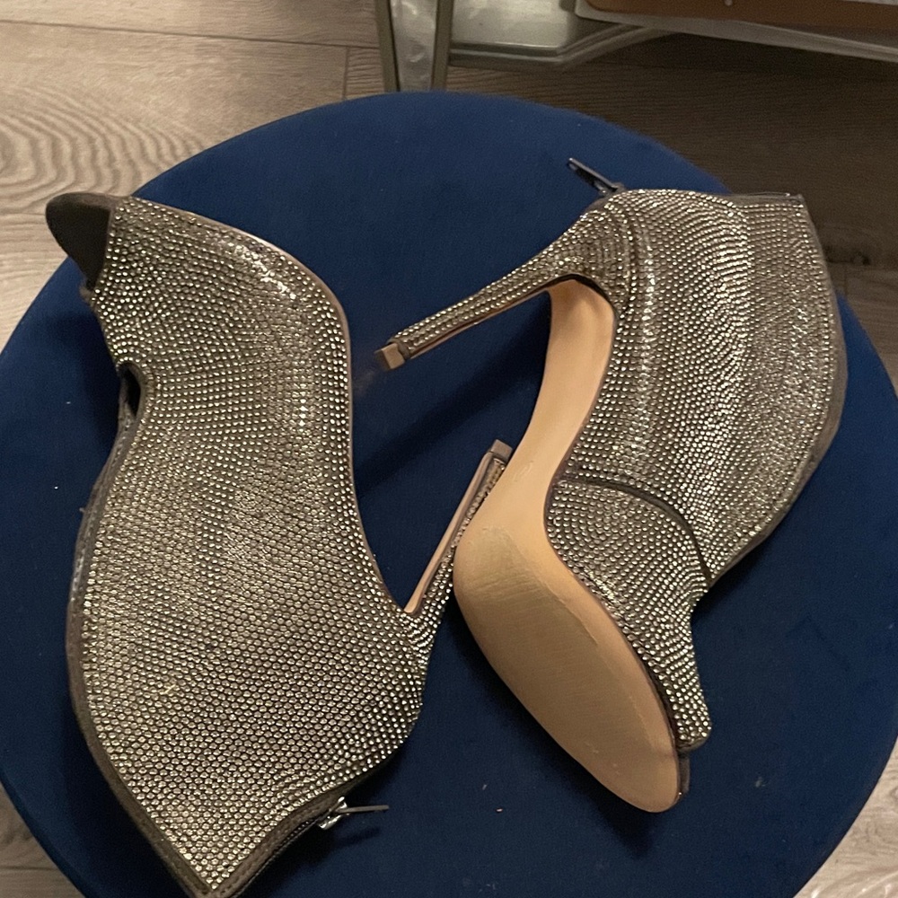 Embellished Rhinestone Peep-Toe Ankle Booties — - Picture 10 of 16